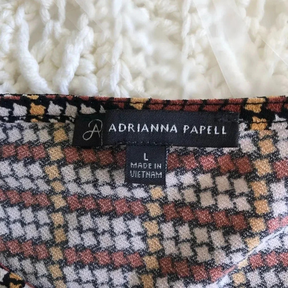 𝅺Adrianna Papell brown/yellow long sleeve blouse L - Picture 7 of 13